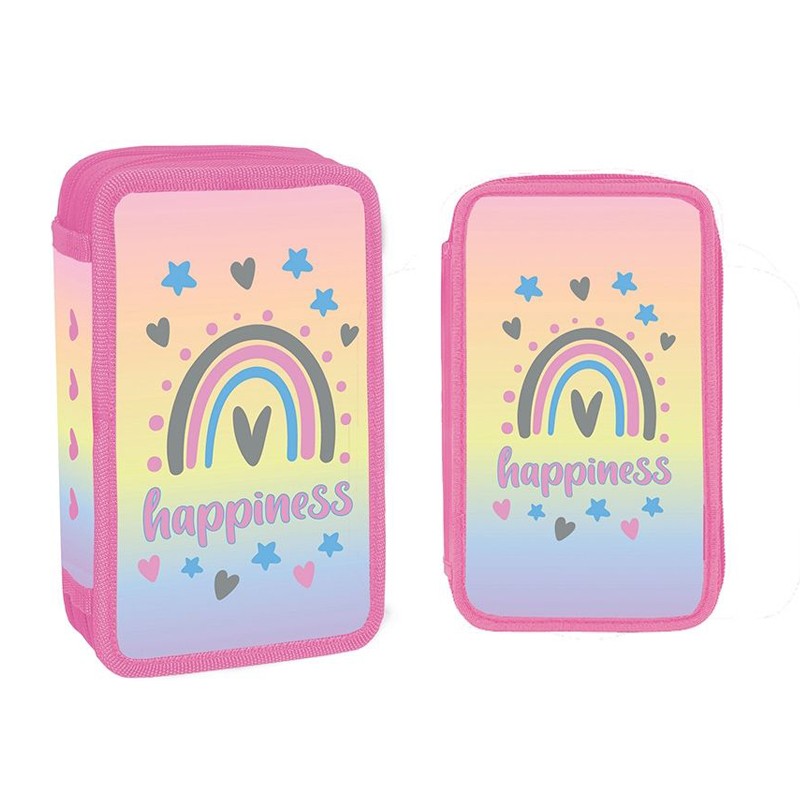 Penar scolar cu 2 fermoare, echipat cu 29 de piese, model Happiness - imagine 4